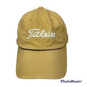 Titleist Golf 6 Panel Yellow Spell Out Ball Cap Hat Classic Adjustable Strap